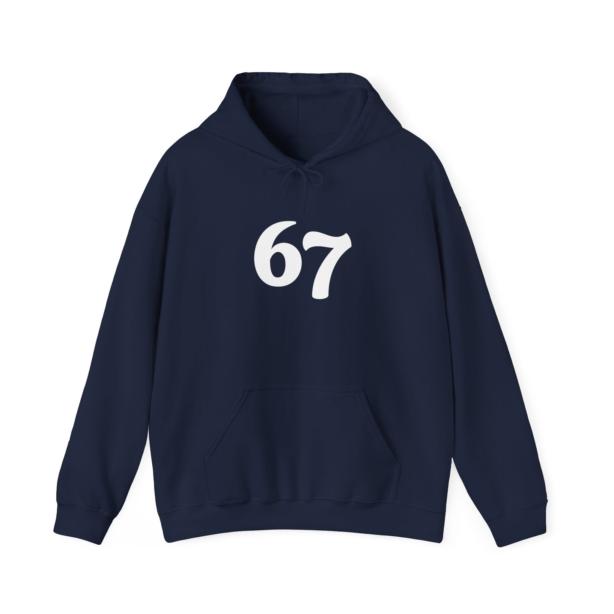 Number 67 Hoodie — Minimal Vintage Style Graphic Sweatshirt