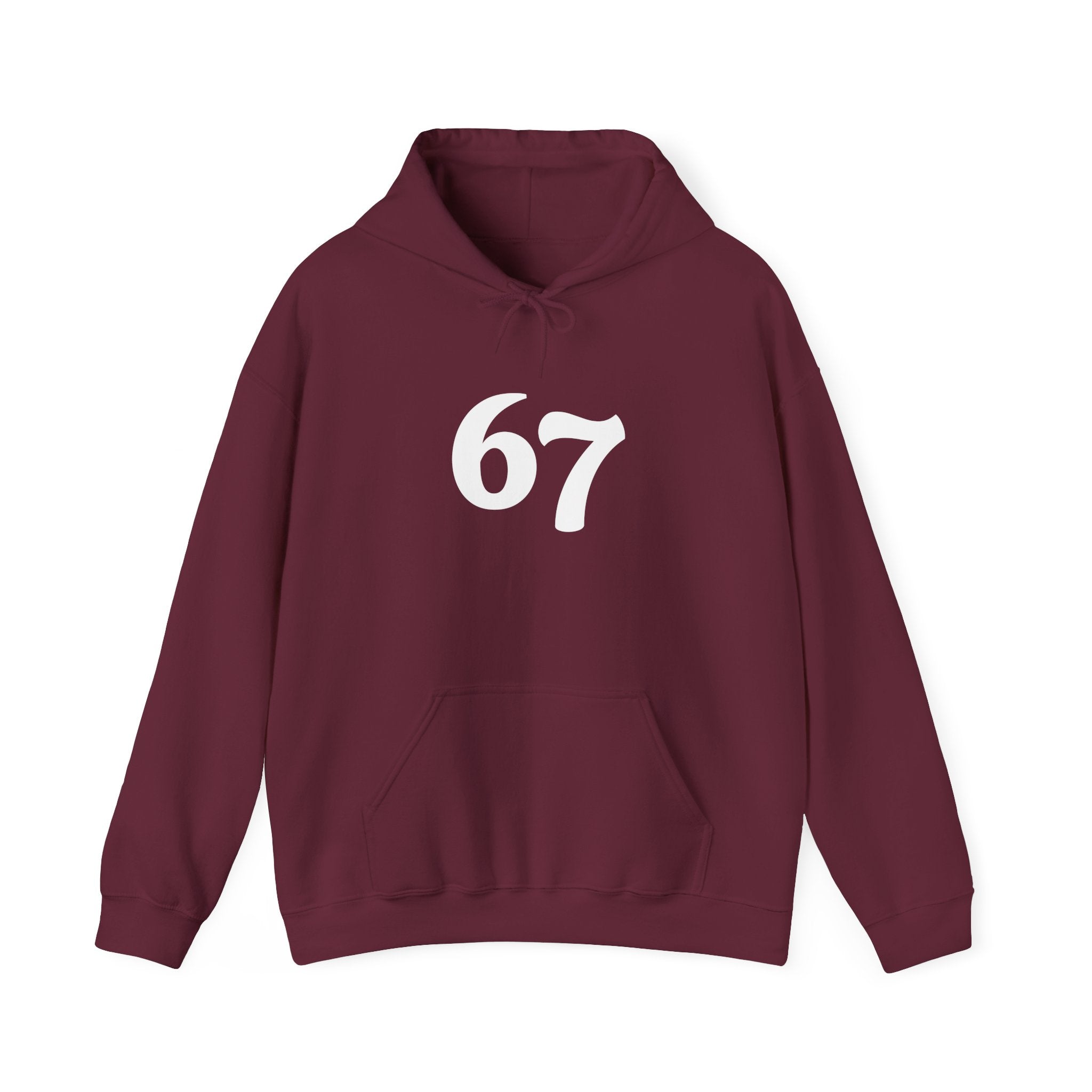 Number 67 Hoodie — Minimal Vintage Style Graphic Sweatshirt