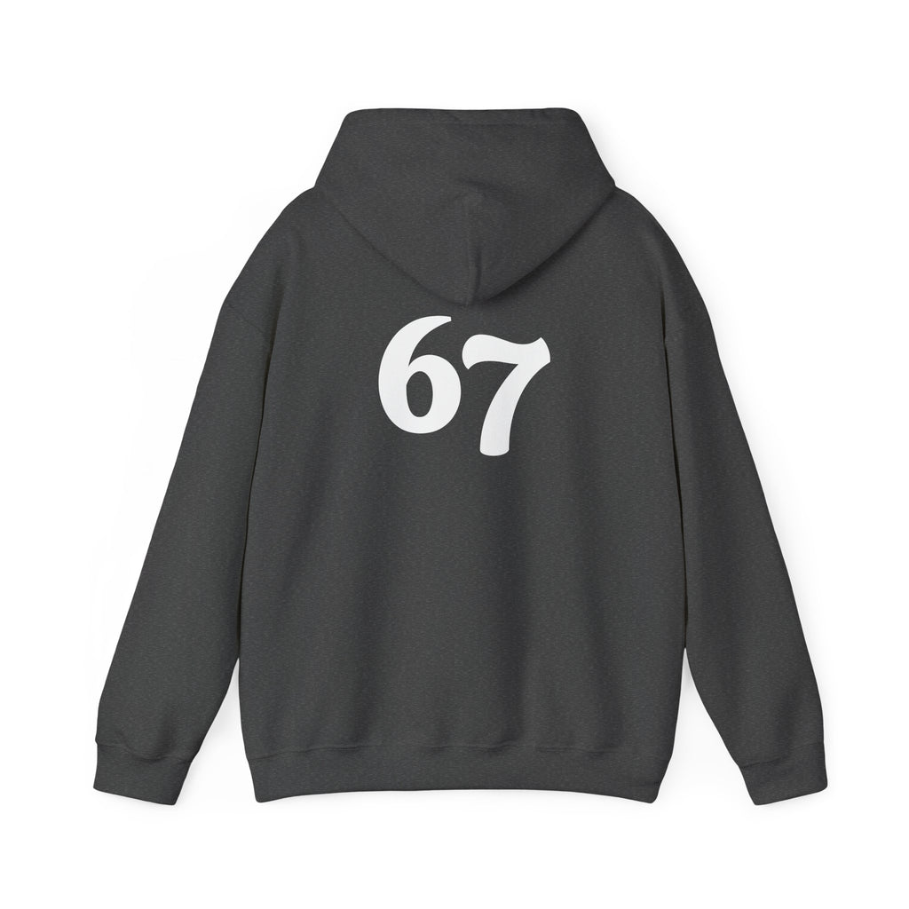 Number 67 Hoodie — Minimal Vintage Style Graphic Sweatshirt