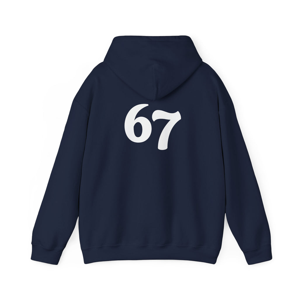 Number 67 Hoodie — Minimal Vintage Style Graphic Sweatshirt
