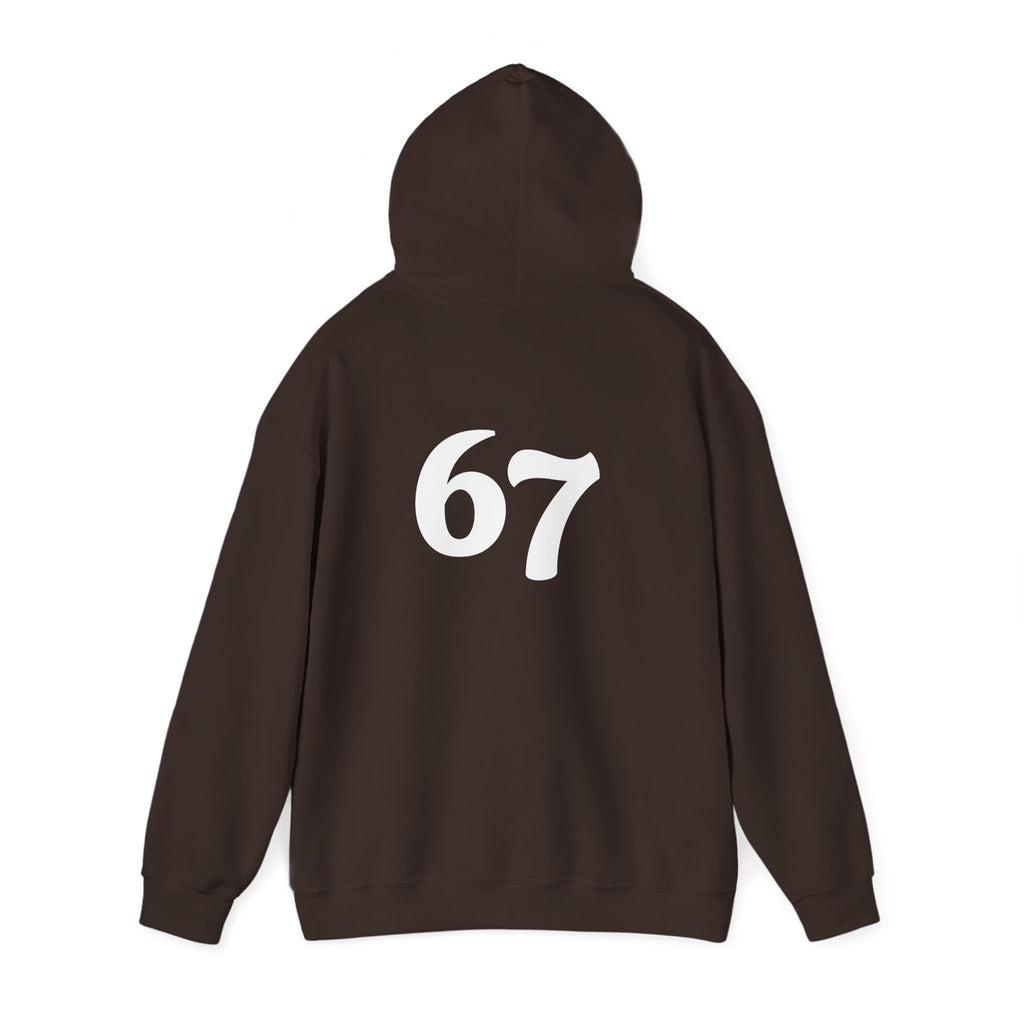 Number 67 Hoodie — Minimal Vintage Style Graphic Sweatshirt
