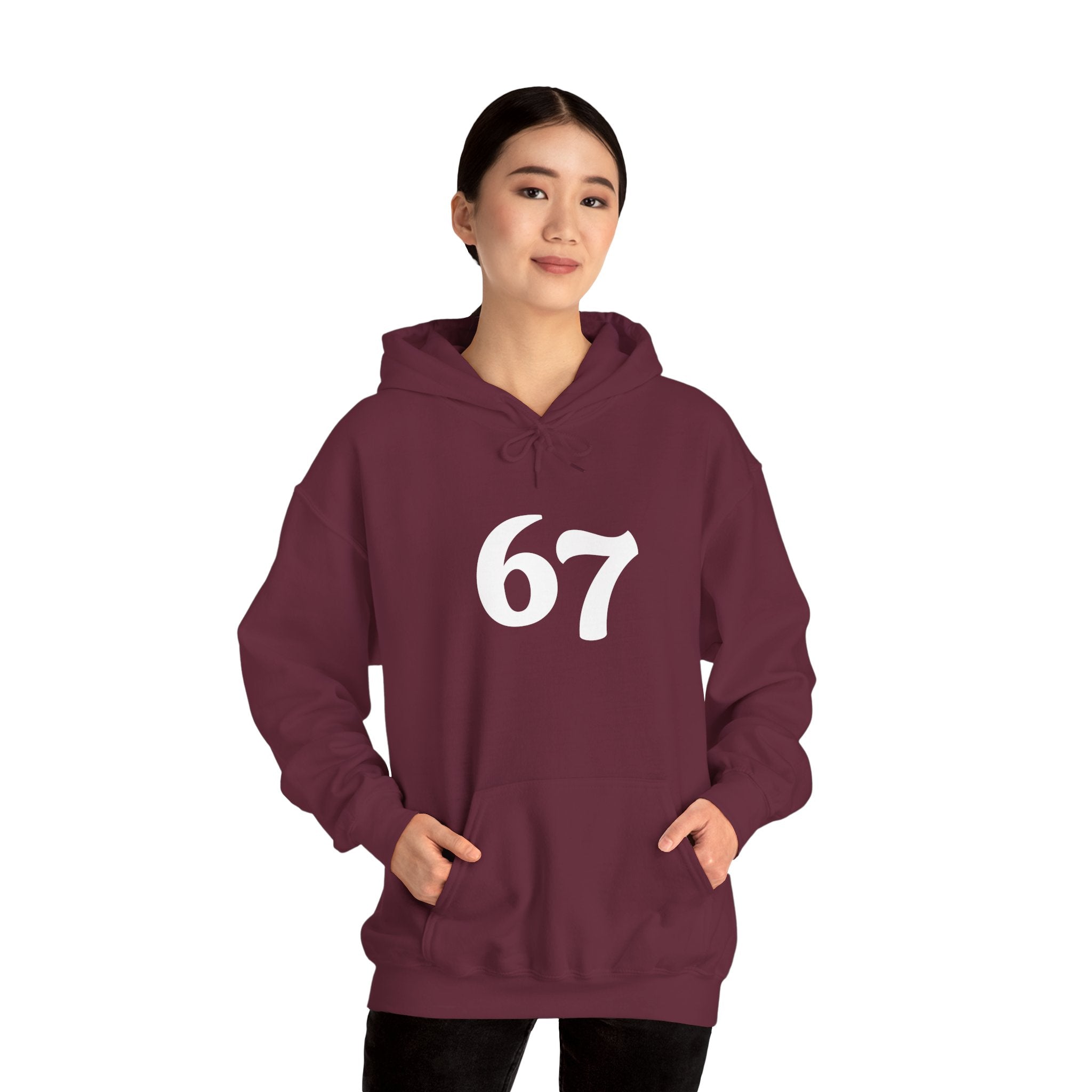 Number 67 Hoodie — Minimal Vintage Style Graphic Sweatshirt