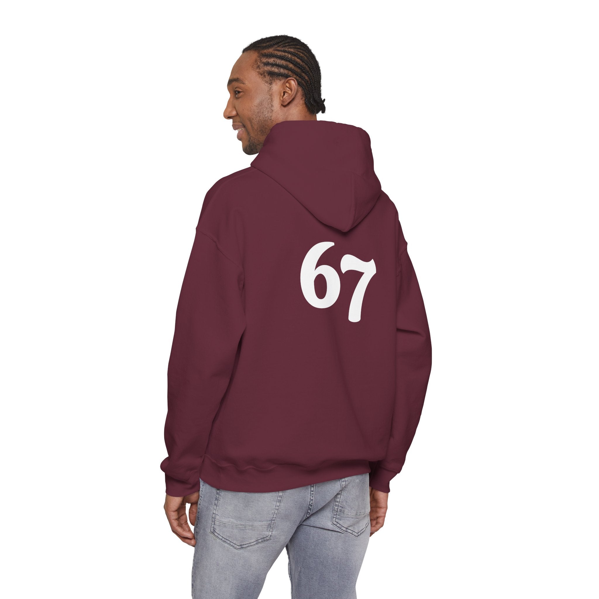 Number 67 Hoodie — Minimal Vintage Style Graphic Sweatshirt