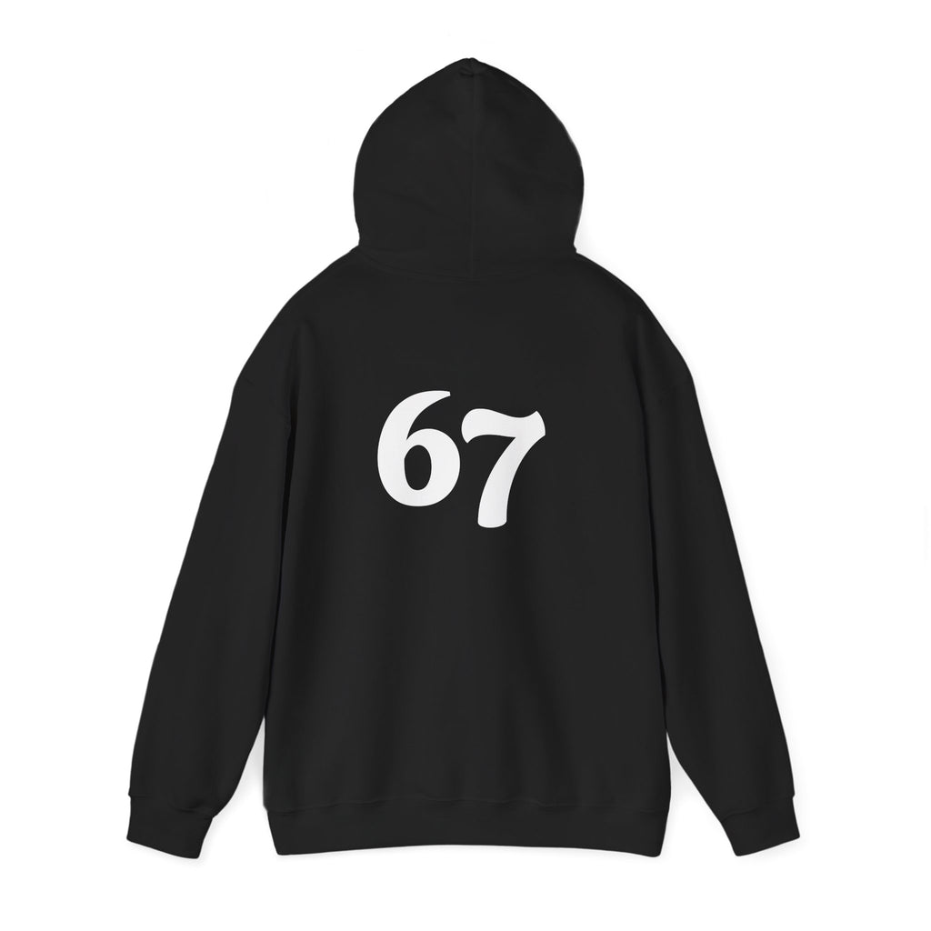 Number 67 Hoodie — Minimal Vintage Style Graphic Sweatshirt