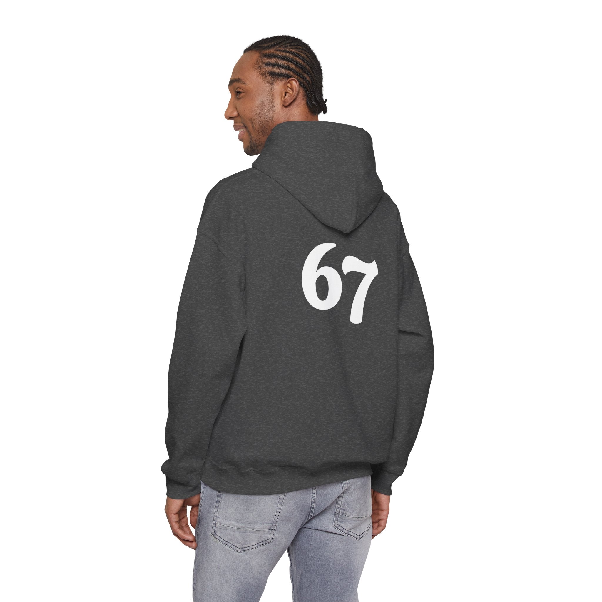 Number 67 Hoodie — Minimal Vintage Style Graphic Sweatshirt