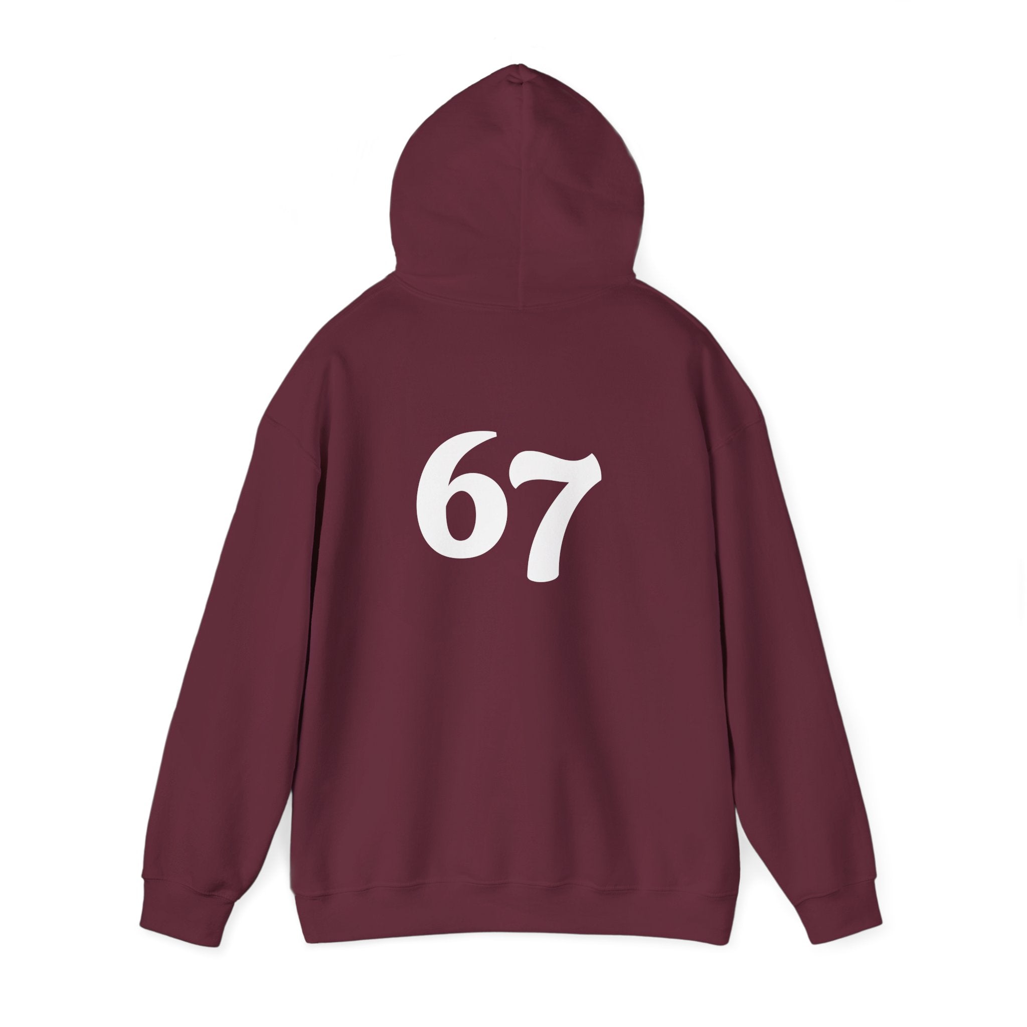 Number 67 Hoodie — Minimal Vintage Style Graphic Sweatshirt