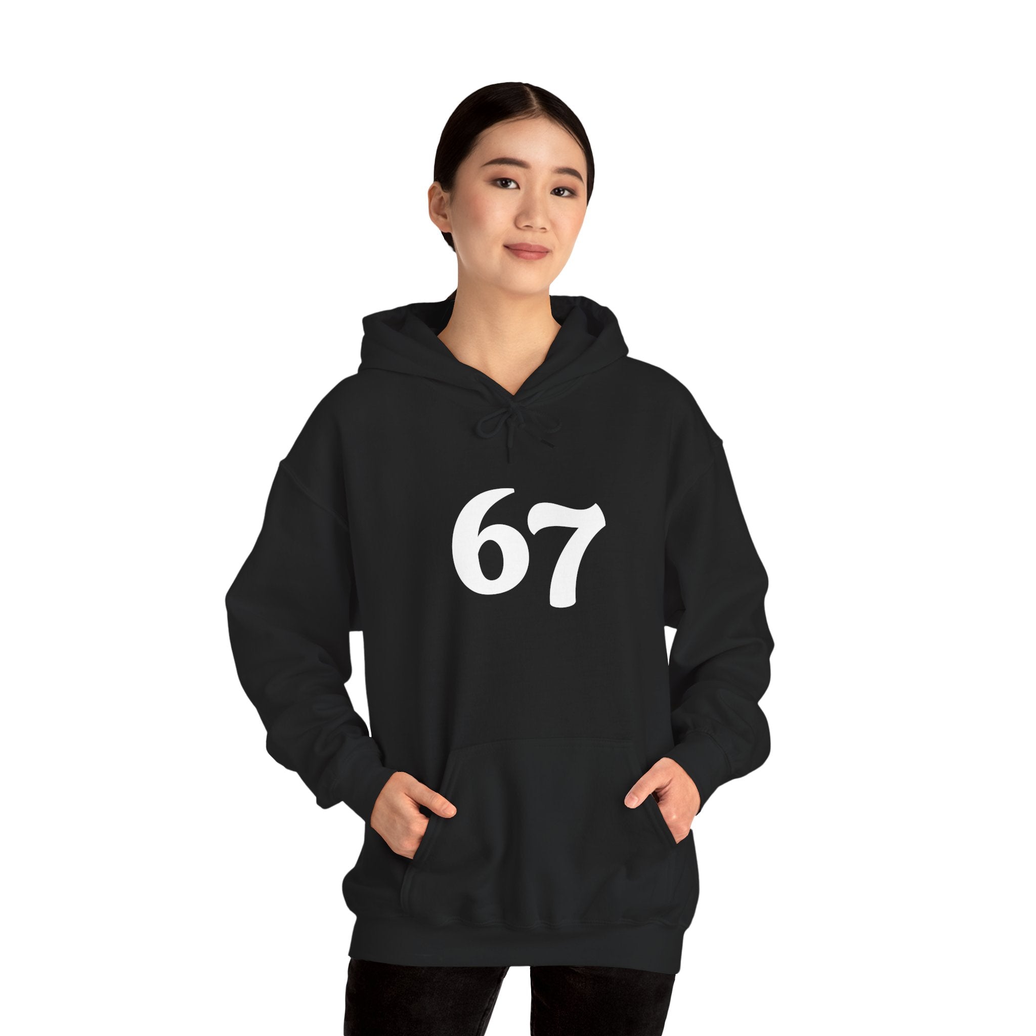 Number 67 Hoodie — Minimal Vintage Style Graphic Sweatshirt