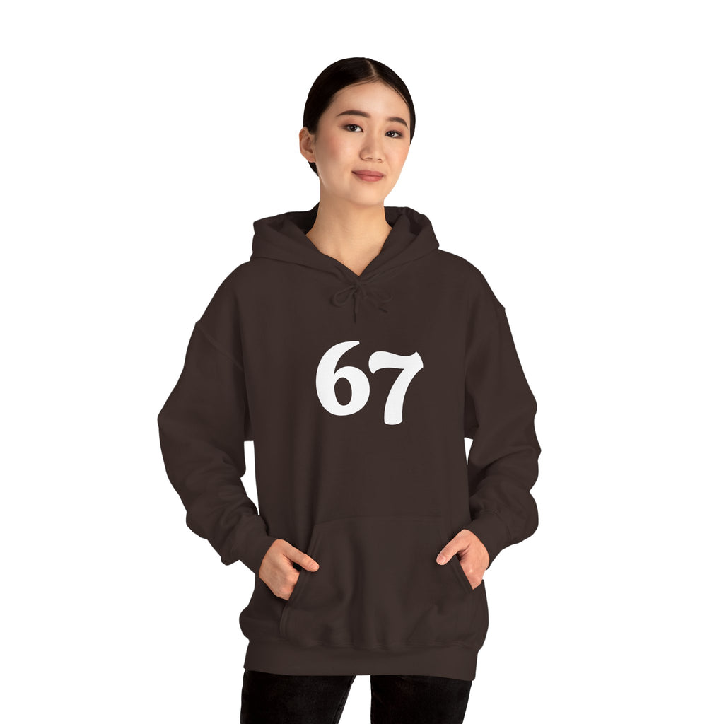 Number 67 Hoodie — Minimal Vintage Style Graphic Sweatshirt