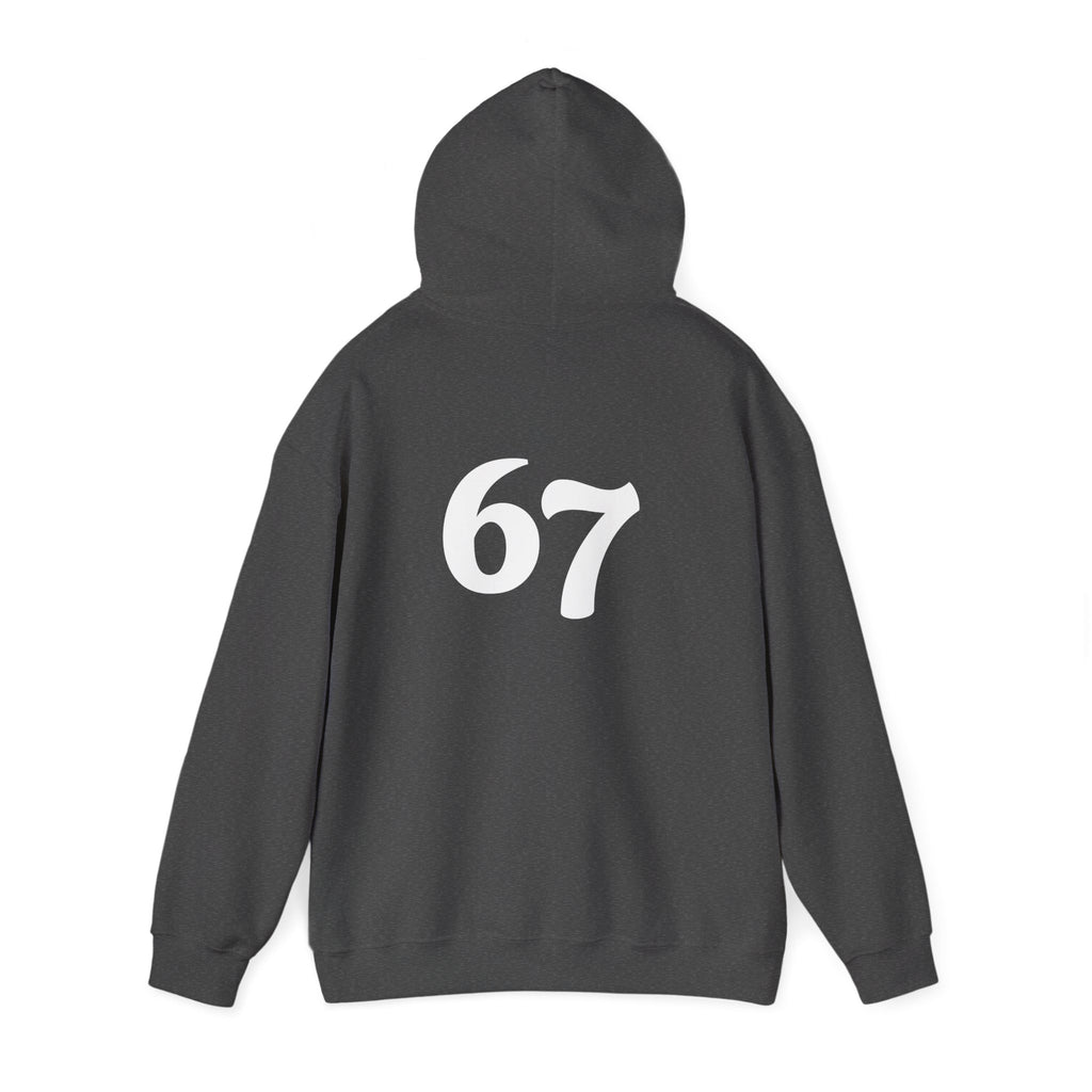 Number 67 Hoodie — Minimal Vintage Style Graphic Sweatshirt