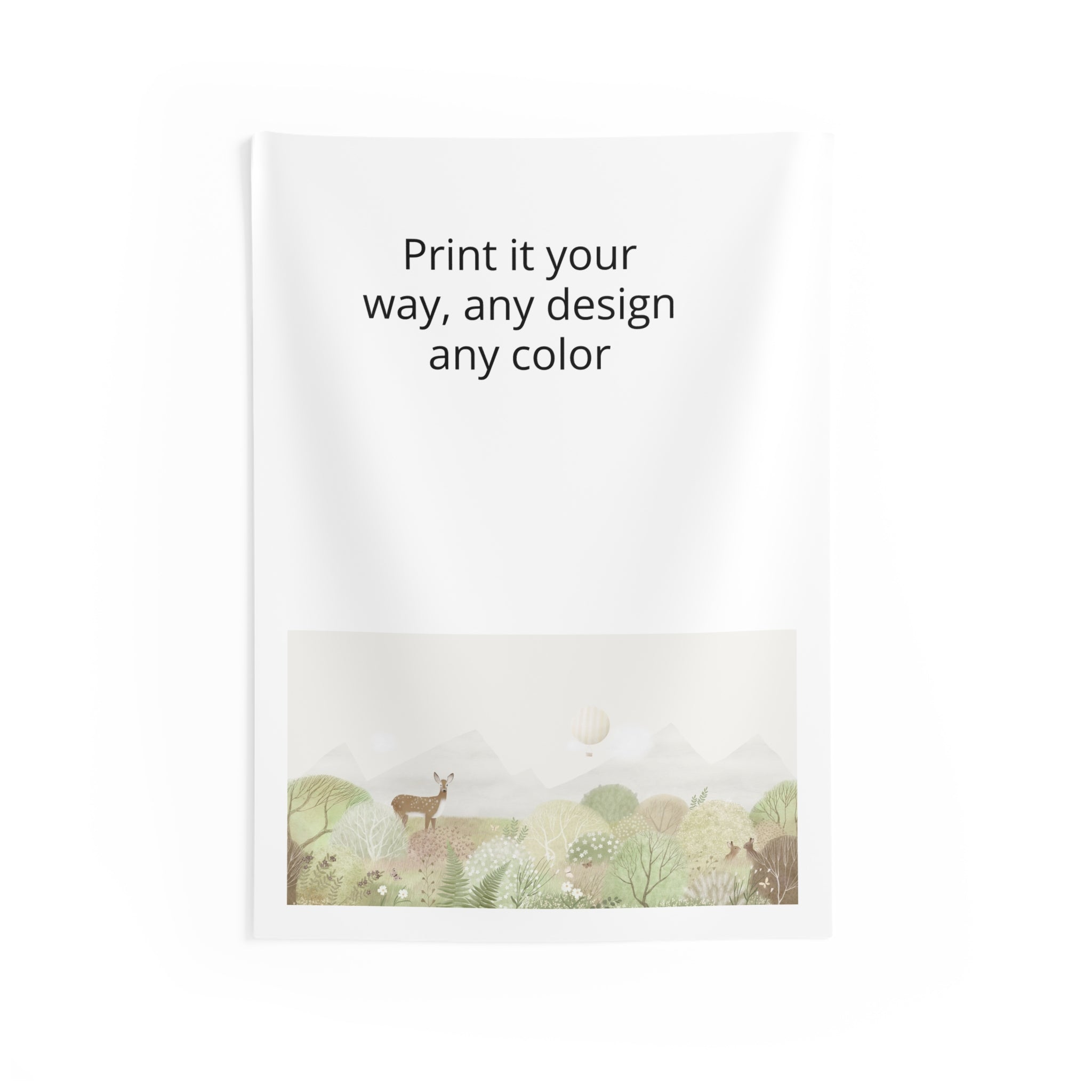 Custom Indoor Wall Tapestry – Scenic Deer Landscape Design, Personalized Print Options
