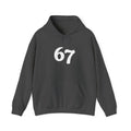 Number 67 Hoodie — Minimal Vintage Style Graphic Sweatshirt