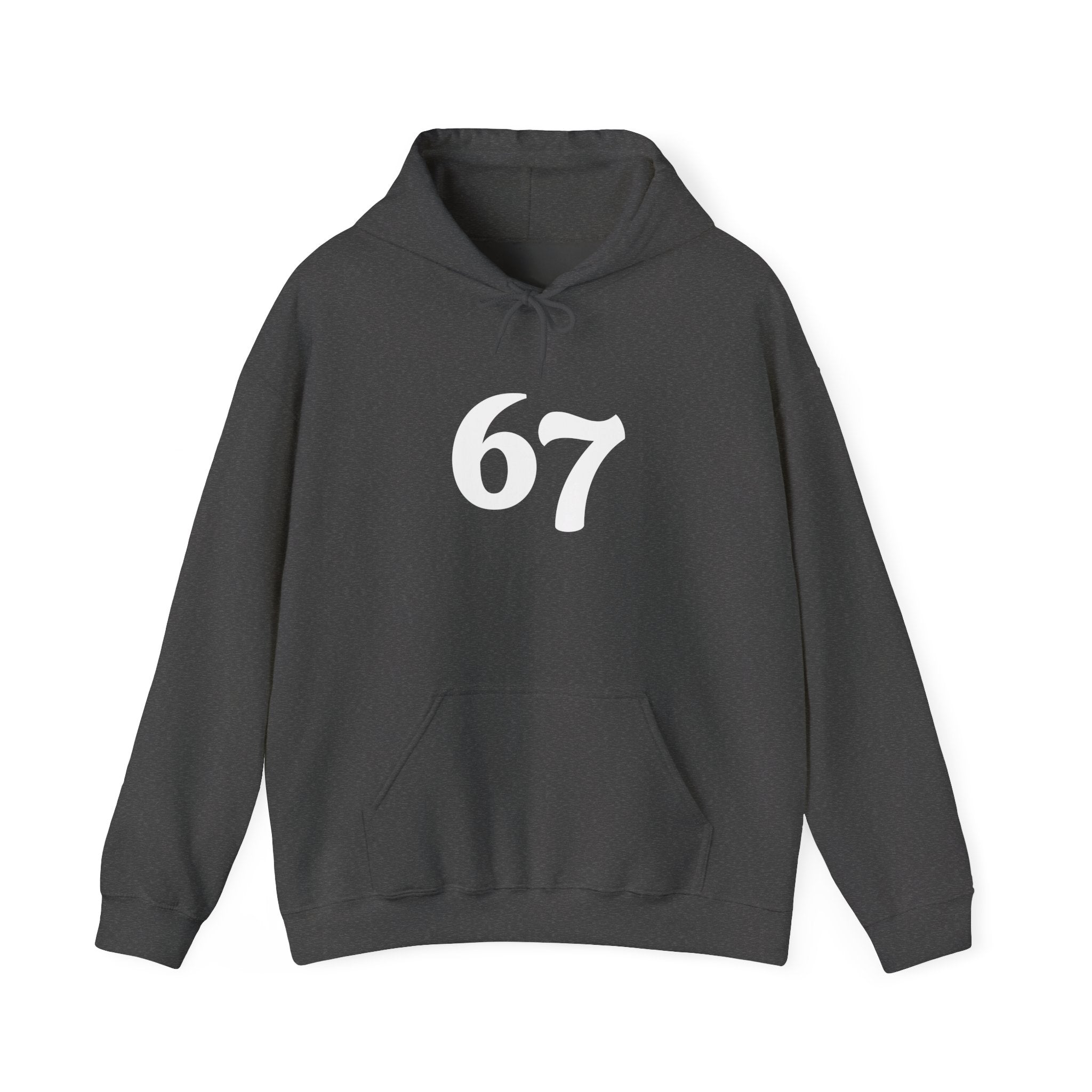 Number 67 Hoodie — Minimal Vintage Style Graphic Sweatshirt
