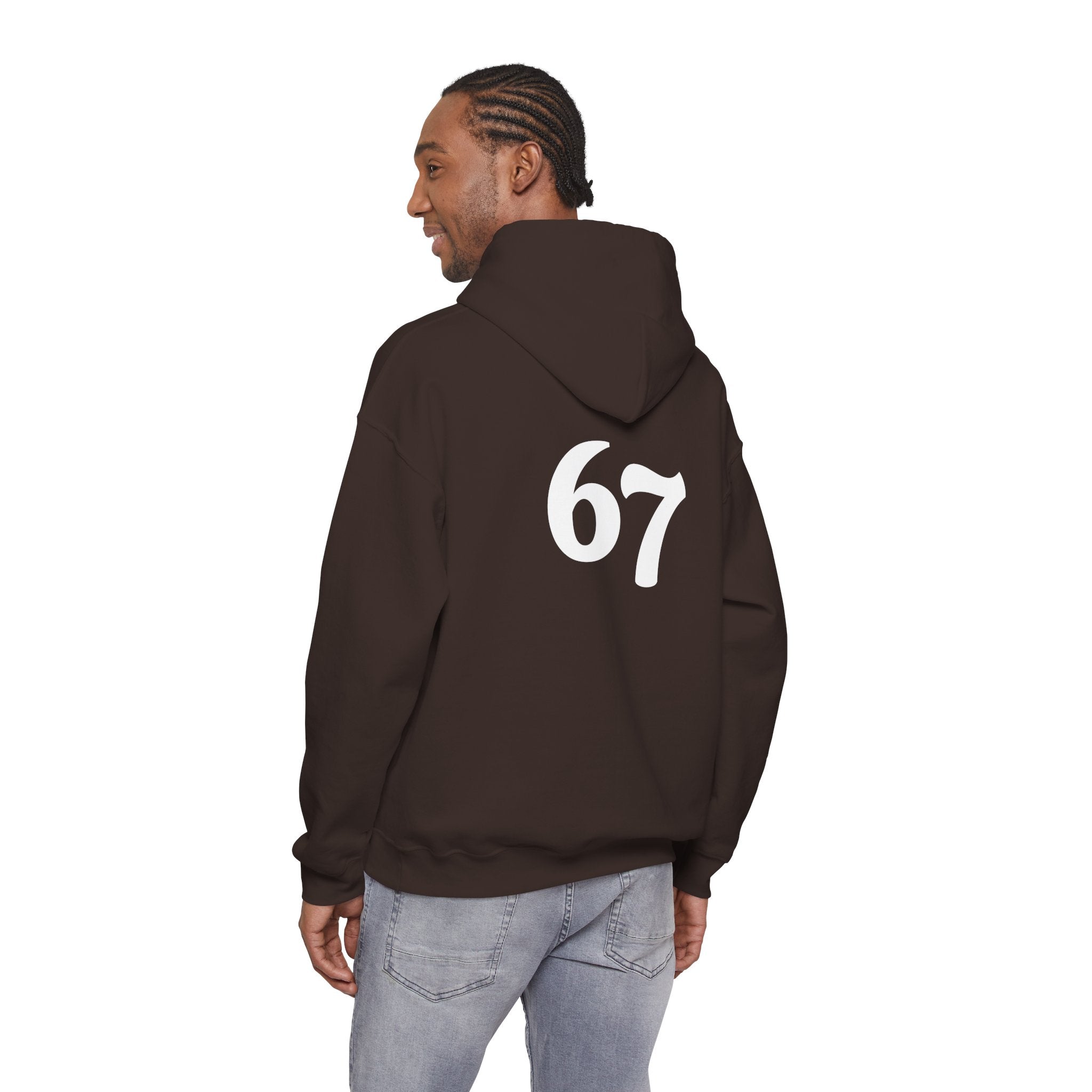 Number 67 Hoodie — Minimal Vintage Style Graphic Sweatshirt