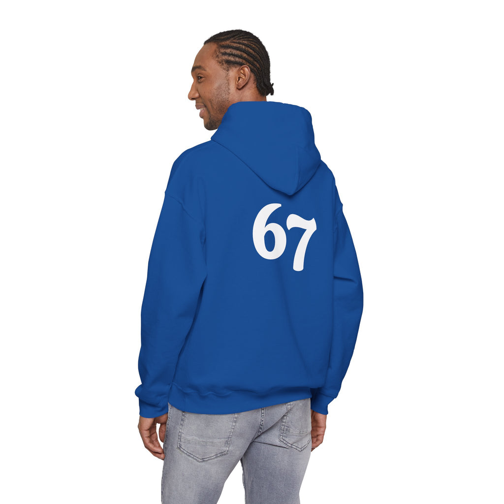 Number 67 Hoodie — Minimal Vintage Style Graphic Sweatshirt
