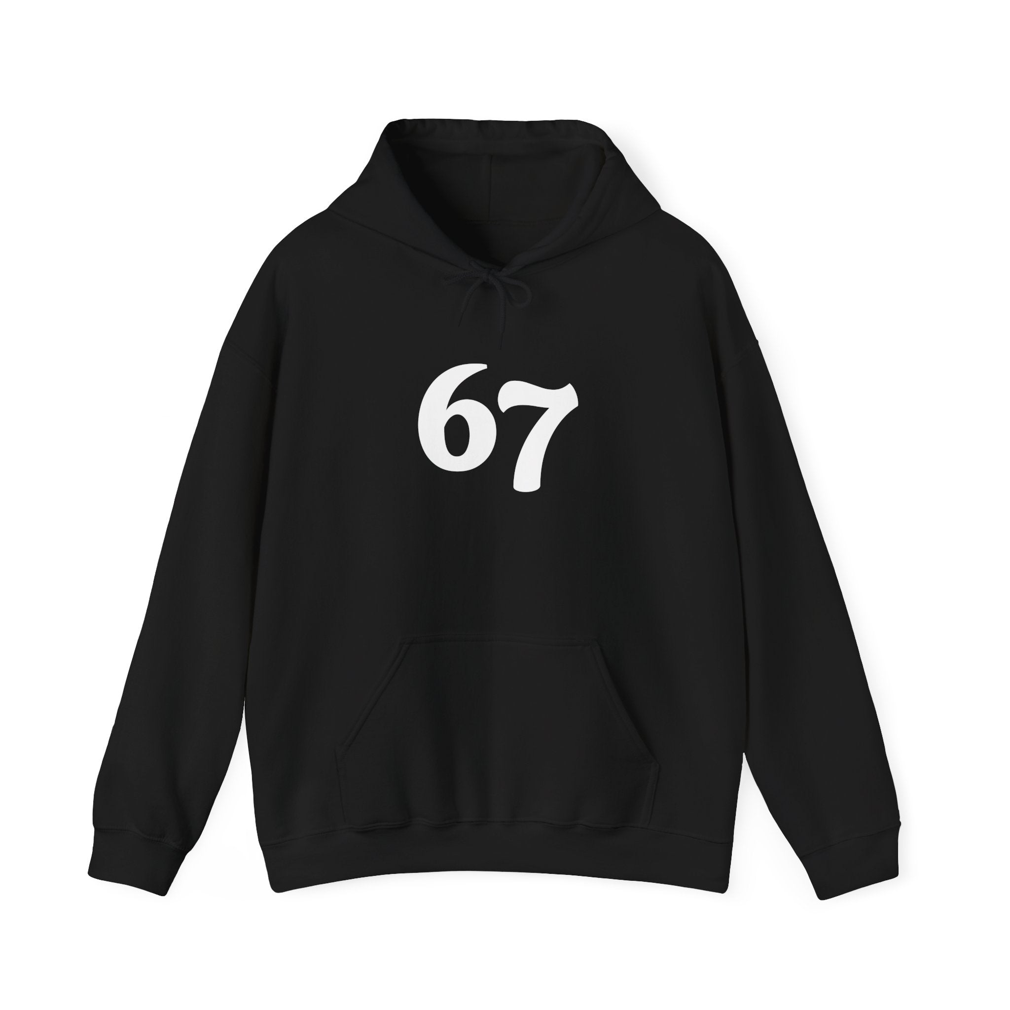 Number 67 Hoodie — Minimal Vintage Style Graphic Sweatshirt