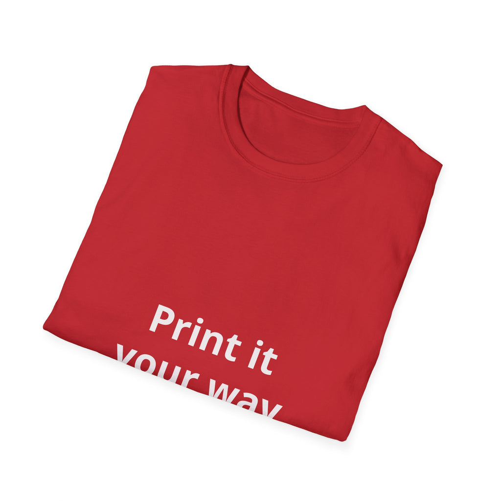 Custom Photo Back Print T‑Shirt — "Print it your way" Front Text