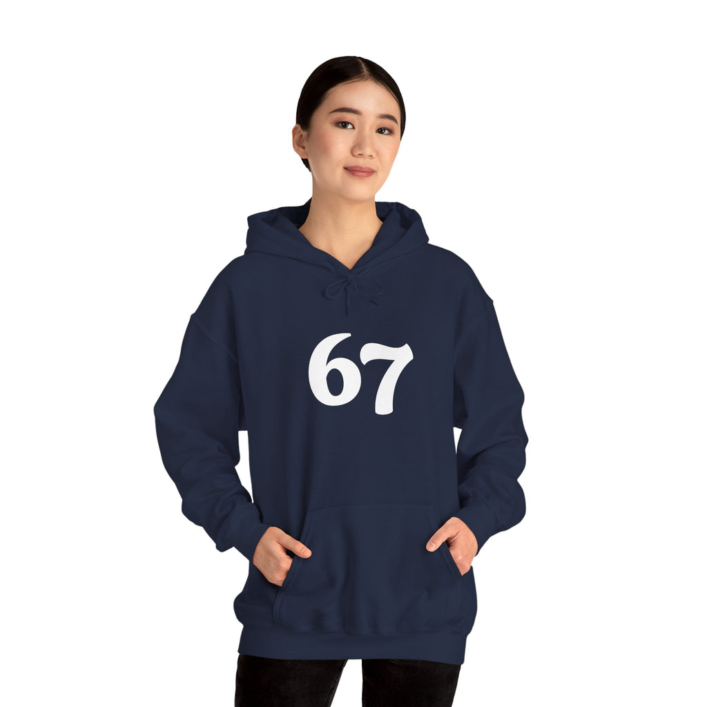 Number 67 Hoodie — Minimal Vintage Style Graphic Sweatshirt