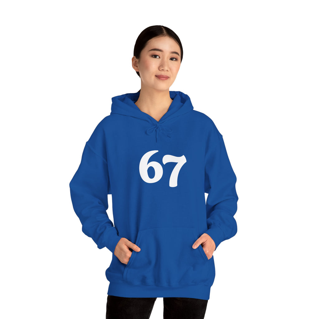 Number 67 Hoodie — Minimal Vintage Style Graphic Sweatshirt