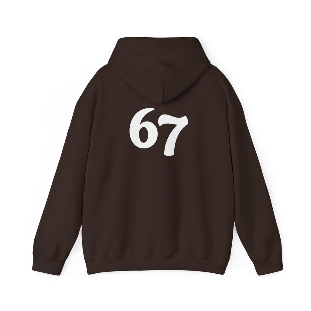 Number 67 Hoodie — Minimal Vintage Style Graphic Sweatshirt