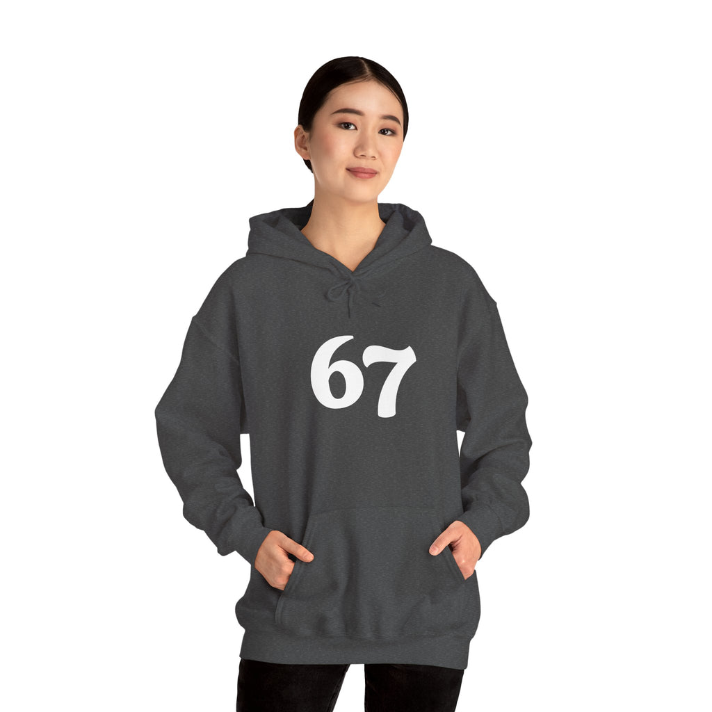 Number 67 Hoodie — Minimal Vintage Style Graphic Sweatshirt