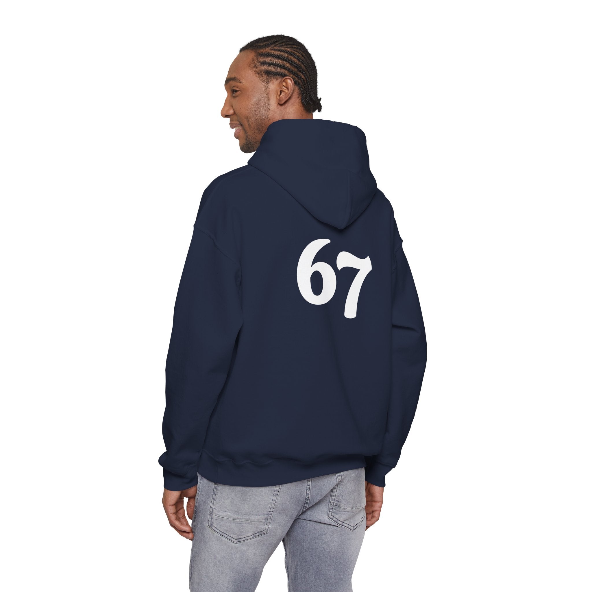 Number 67 Hoodie — Minimal Vintage Style Graphic Sweatshirt