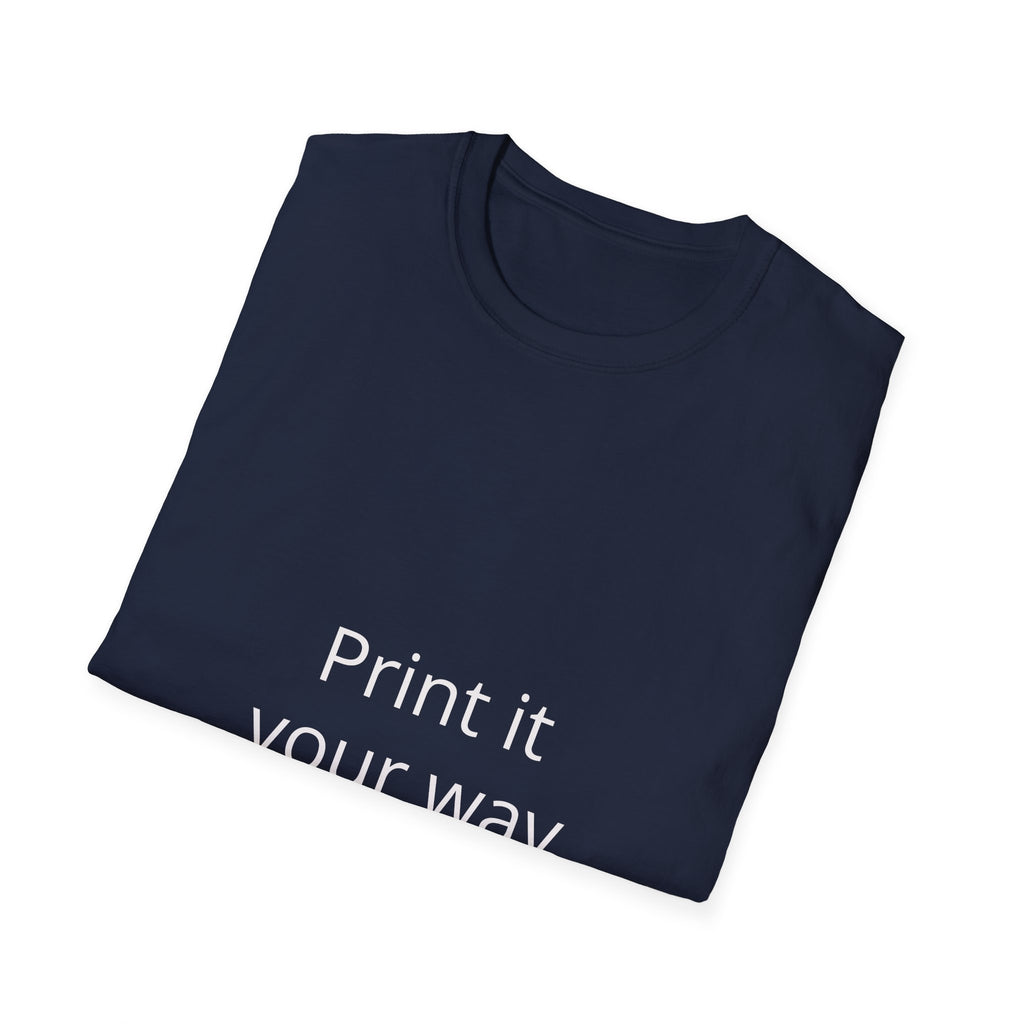 Custom Photo Back Print T‑Shirt — "Print it your way" Front Text