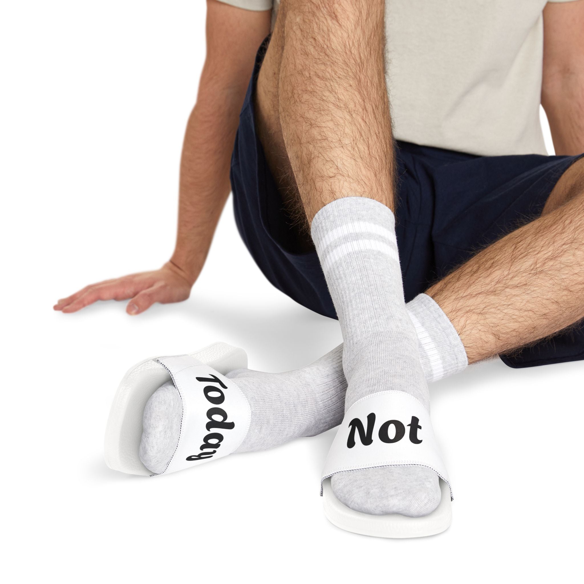 Slide Sandals — 'Not Today' Removable‑Strap Men's Pool Slides